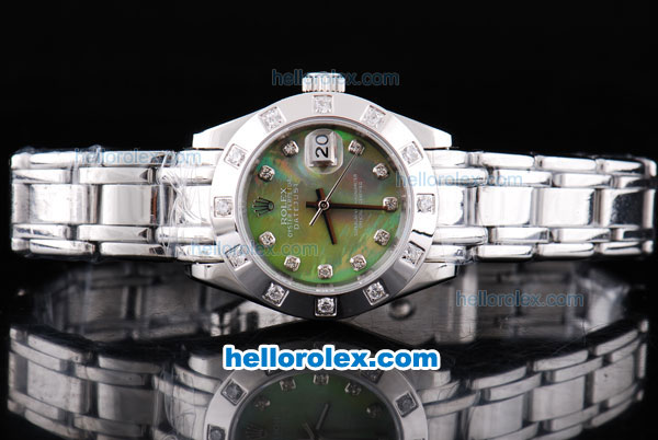 Rolex Datejust Oyster Perpetual Chronometer Automatic ETA Case with Diamond Bezel,Green MOP Dial and Diamond Marking-Small Calendar - Click Image to Close